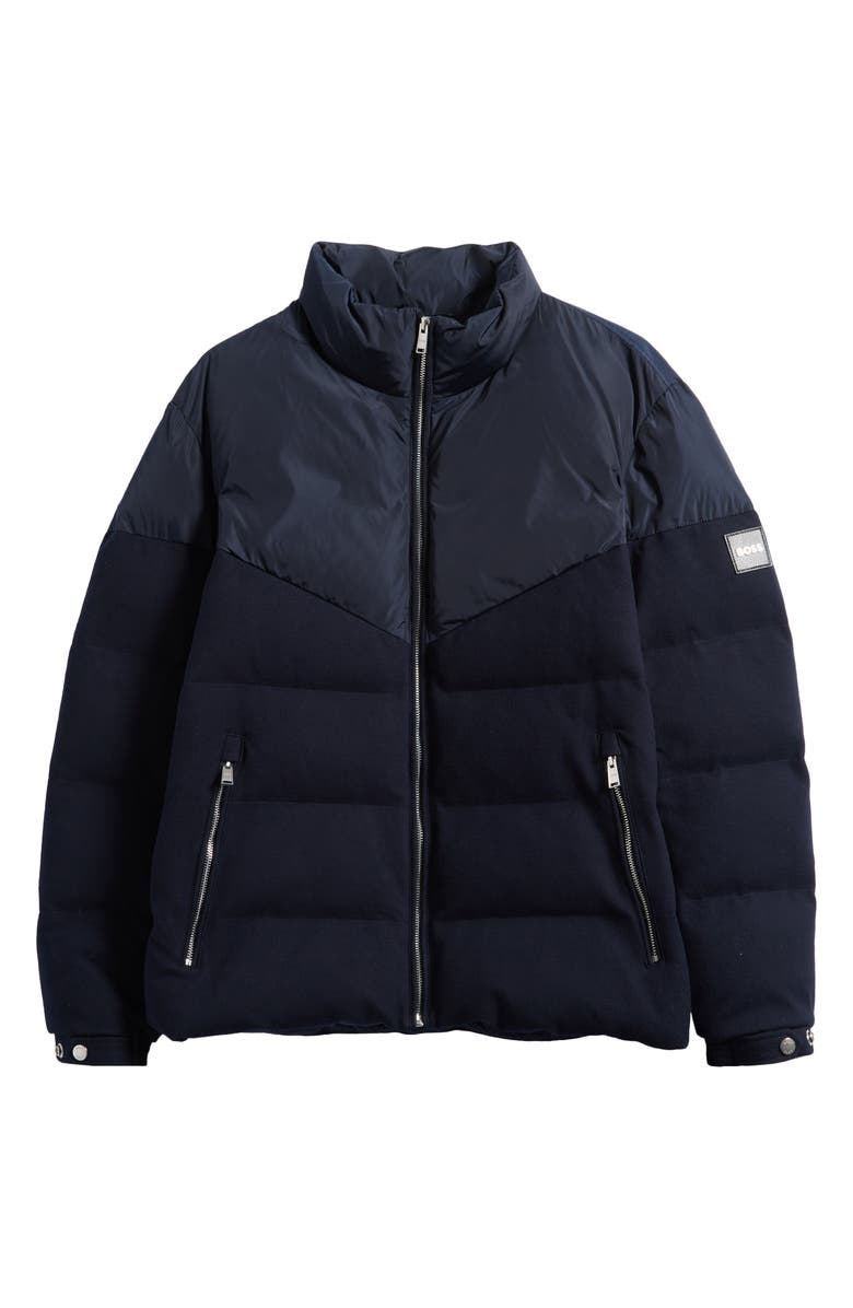 BOSS Clanello 1 Mixed Media Puffer Jacket, Alternate, color, Dark Blue