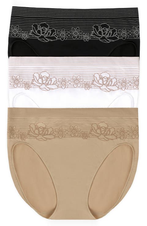 3-Pack Floral Stripe Assorted High Leg Seamless Briefs