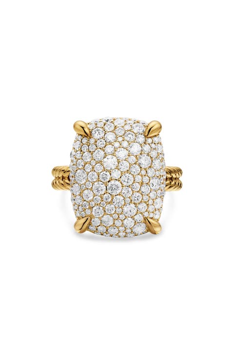 Chatelaine® Elongated Ring, 18K Yellow Gold with Diamonds, 19mm