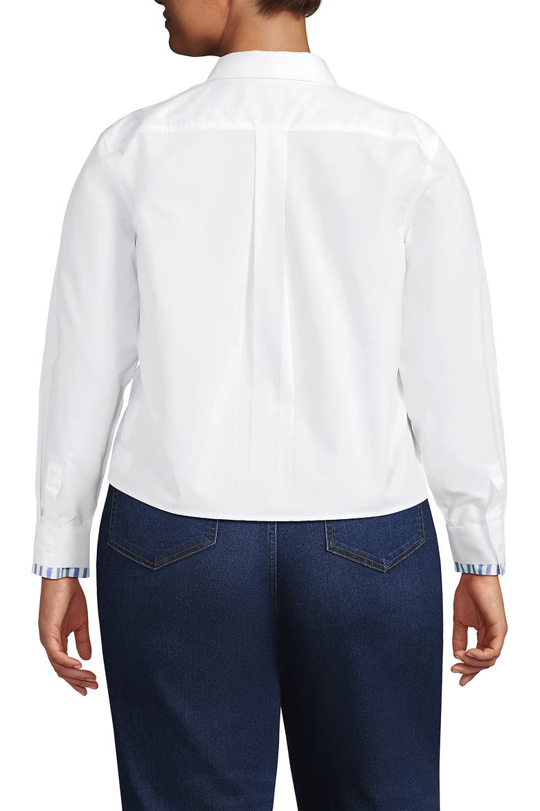 Plus Size Carefree Cotton Shirt with Removable Bow, Alternate, color, White