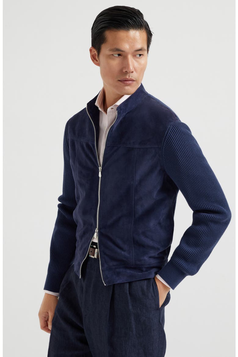 Suede bomber jacket, Alternate, color, Night