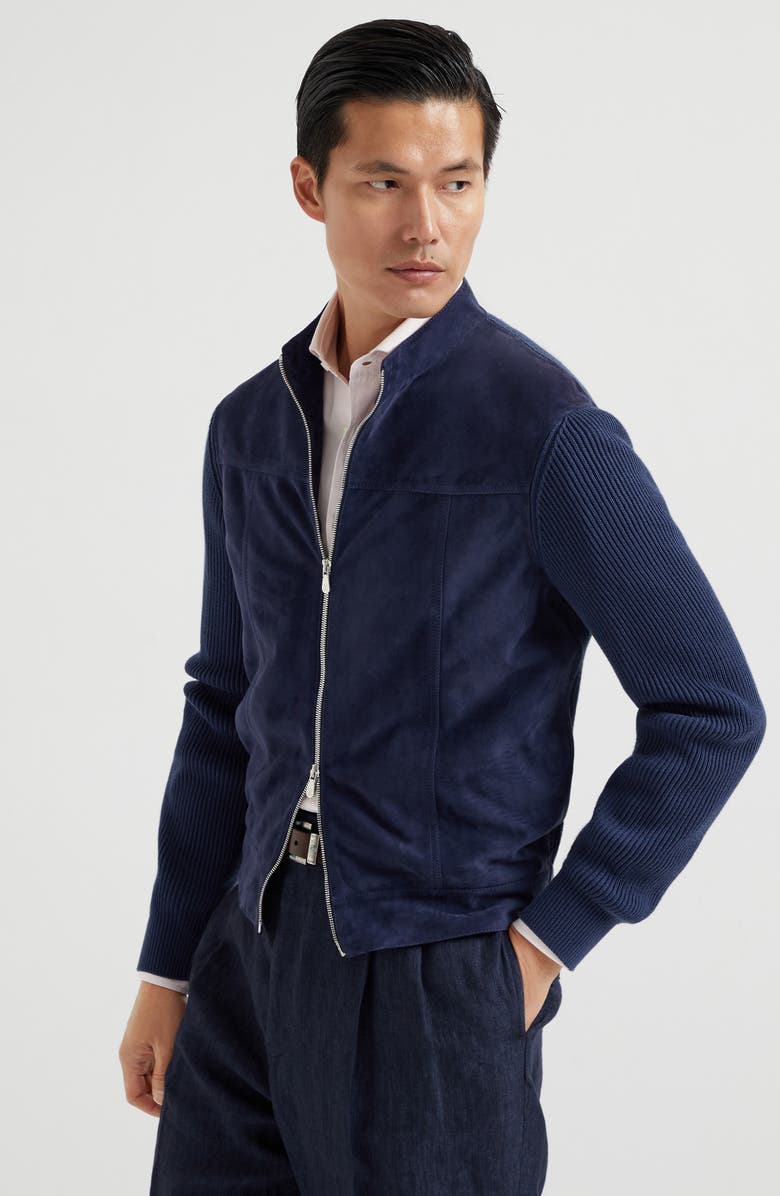 Brunello Cucinelli Suede bomber jacket, Alternate, color, 