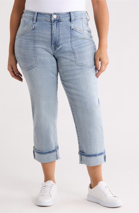 Marley Cuffed Crop Girlfriend Jeans (Cruise) (Plus)