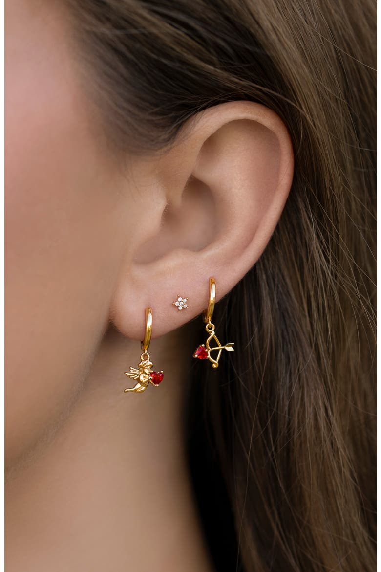 Cupids Mismatch Huggie Hoop Drop Earrings, Alternate, color, GOLD