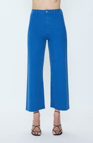 Pistola Penny Crop High Waist Raw Hem Wide Leg Jeans