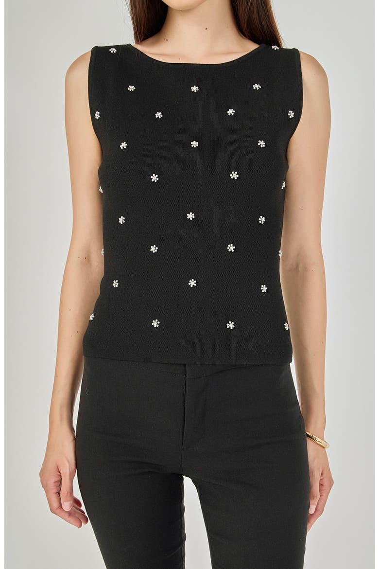 Jewel Embellish Sleeveless Top, Alternate, color, BLACK