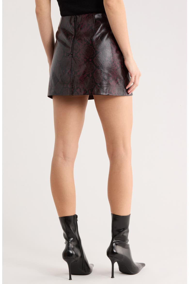 Snakeskin Print Faux Leather Miniskirt, Alternate, color, BLACK PYTHON PRINT