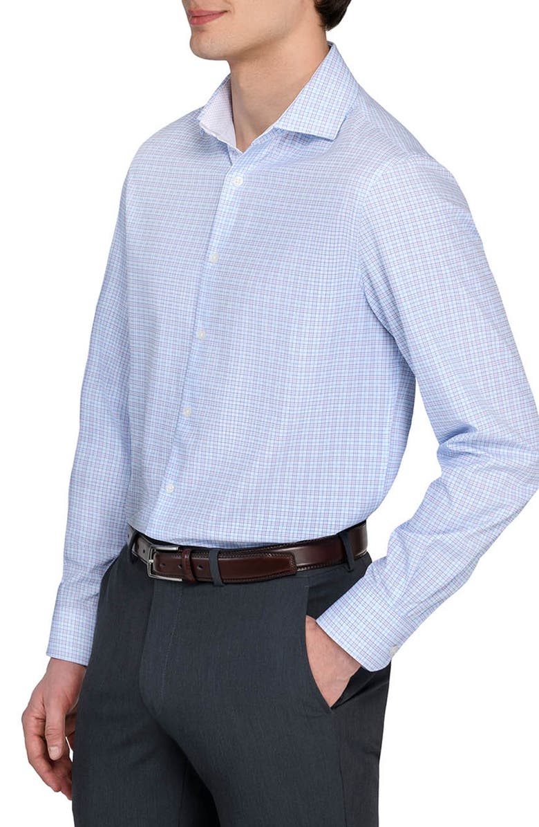 W.R.K Slim Fit Plaid Performance Dress Shirt, Alternate, color, White/ Blue