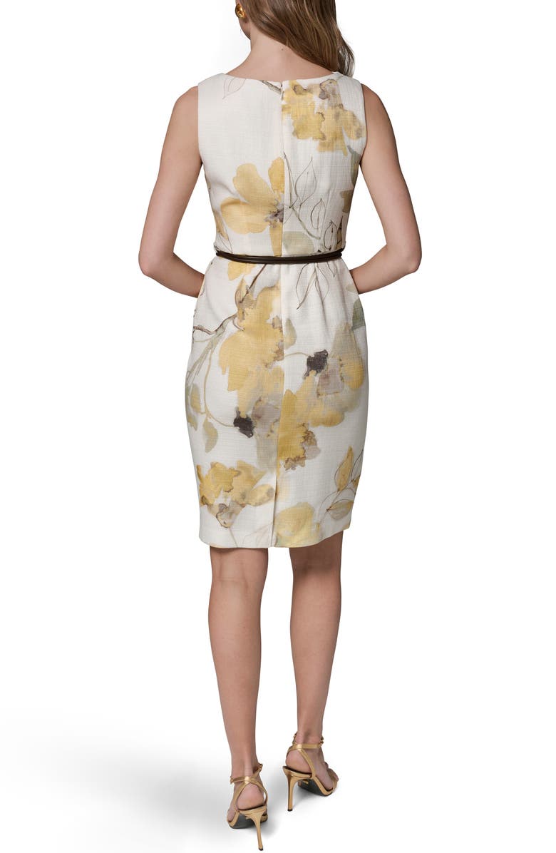 Donna Karan New York Floral Cowl Neck Sheath Dress, Alternate, color, Limoncello Multi