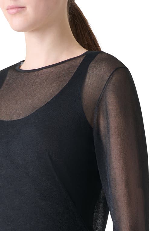 Akris Sheer Overlay Silk Sweater Tank In Black