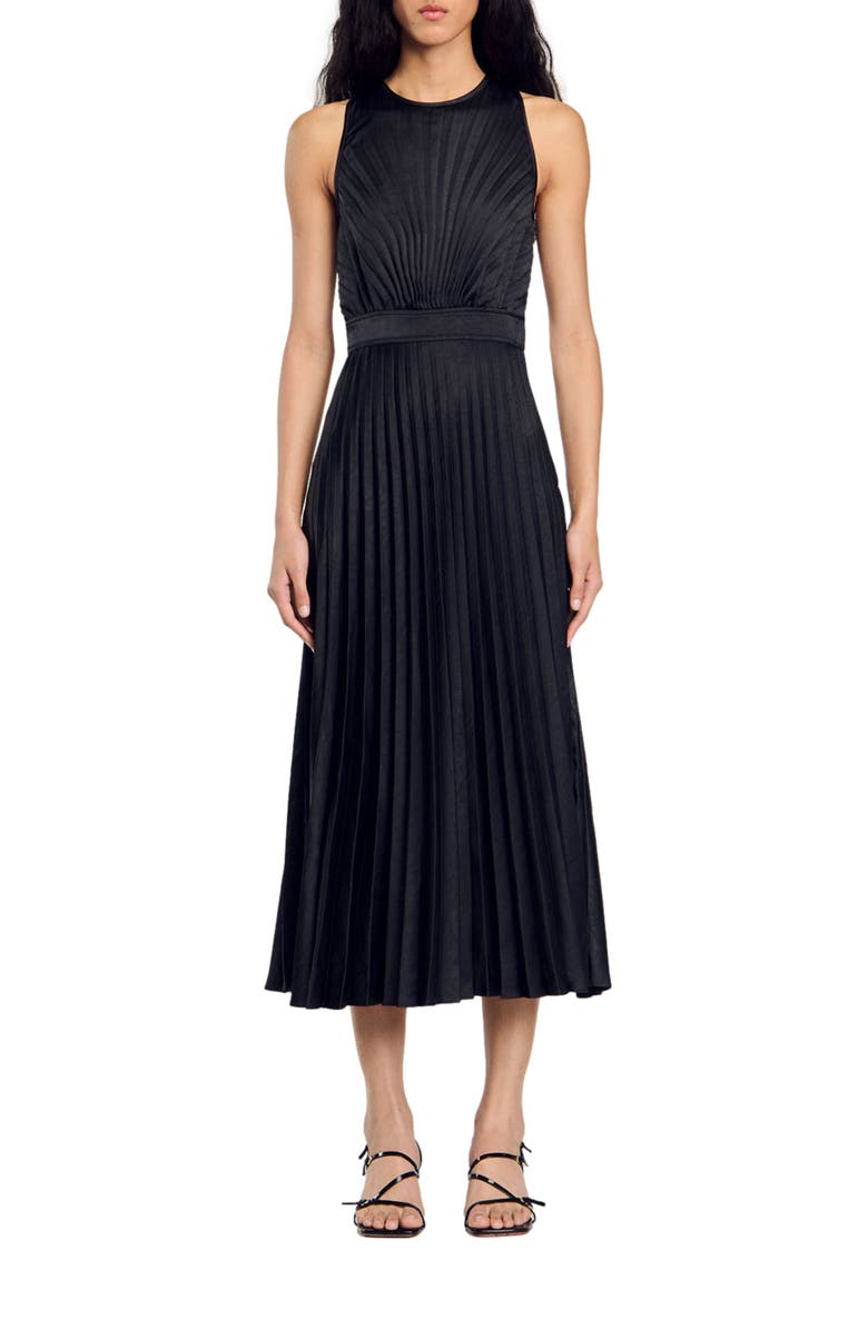 SANDRO Pleated maxi dress, Main, color, 
