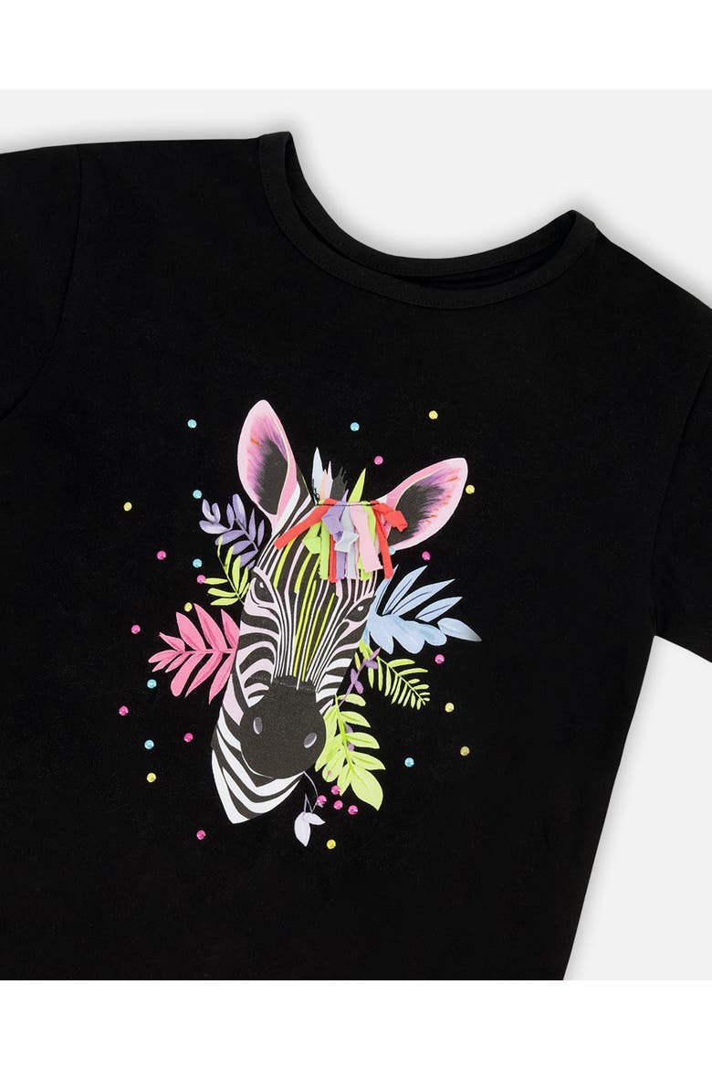 Organic Cotton Jersey Zebra Short Sleeve T-Shirt, Alternate, color, Black