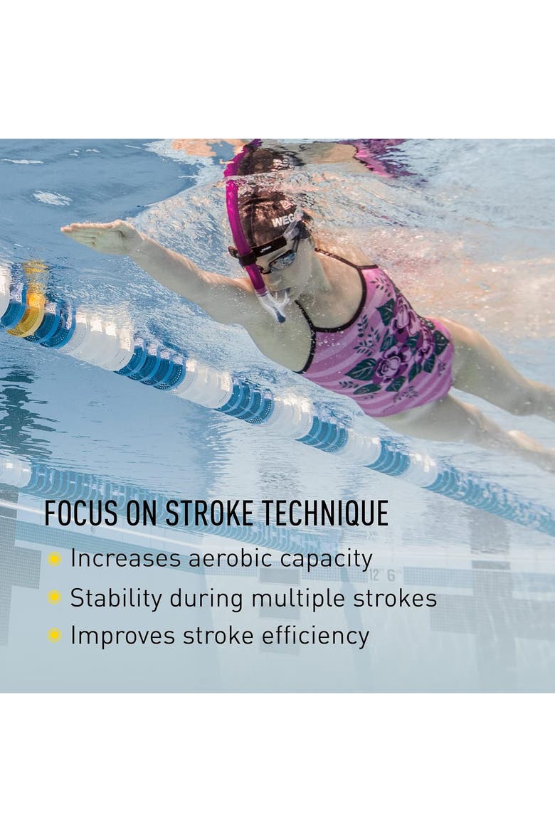 Original Swimmers Snorkel Center Mount Design For Swim Training Adjustable Fit Purge Valve, Alternate, color, Pink