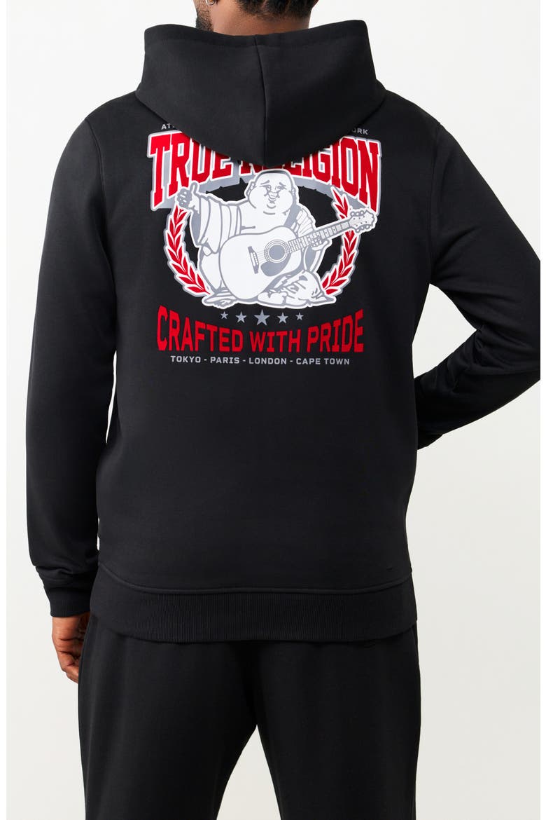 Wreath Buddha Zip Hoodie, Alternate, color, JET BLACK