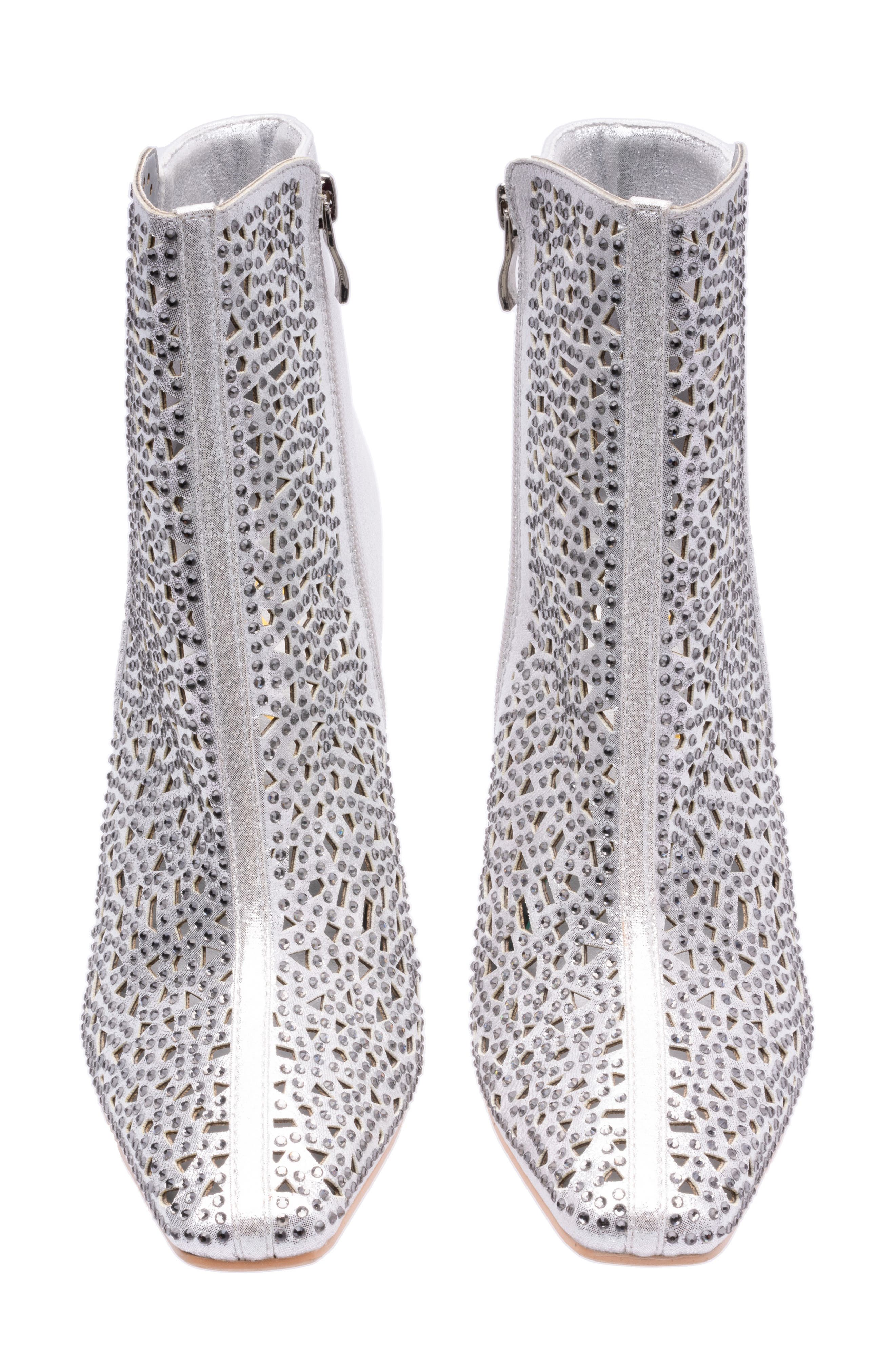 Breeze Rhinestone Pointed Toe Bootie, Alternate, color, SILVER
