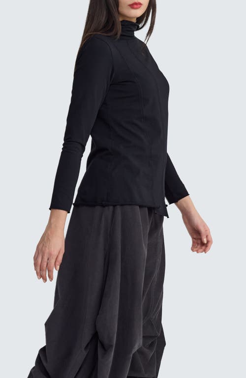 Luukaa Nyx Structured Turtleneck Blouse In Black