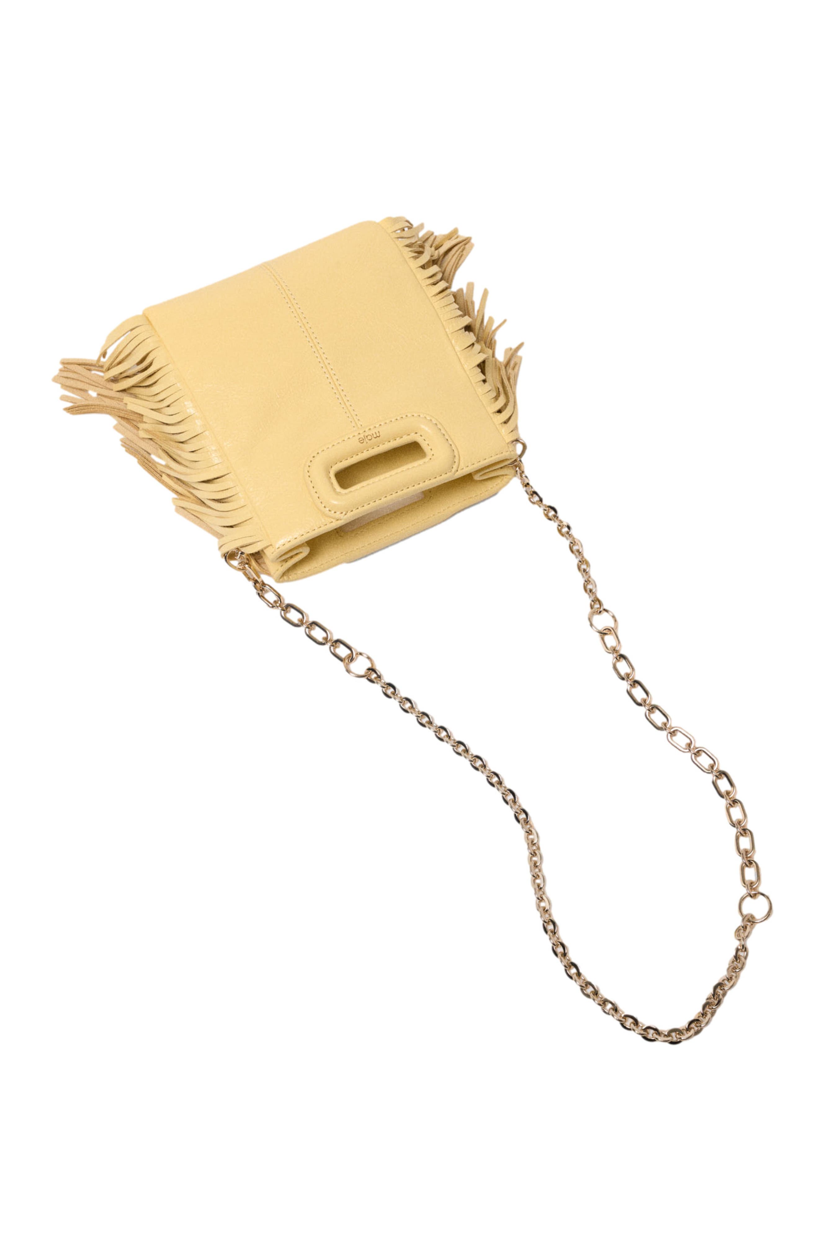 maje Matte crackled leather M Mini bag, Alternate, color, Pale Yellow