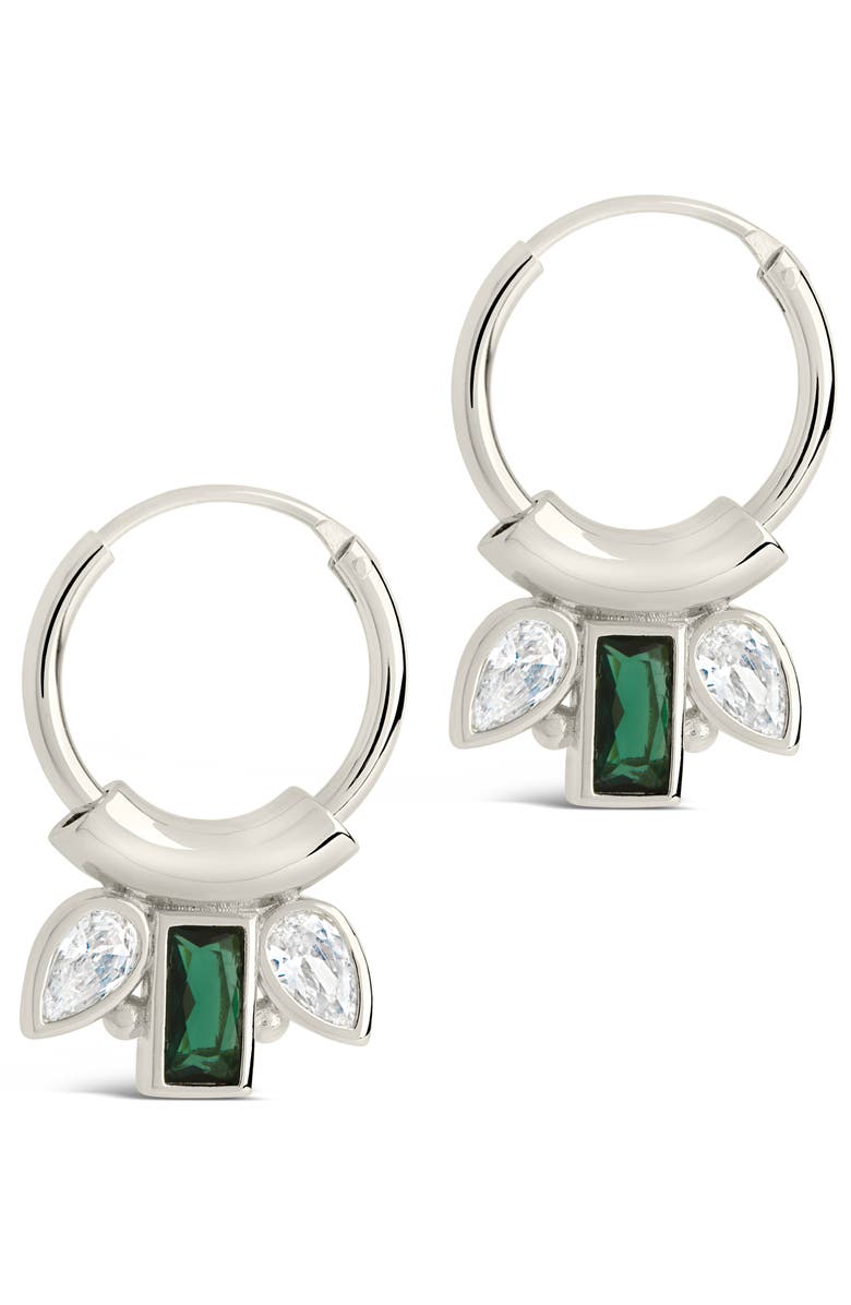 Sterling Forever Helena CZ Hoop Earrings, Alternate, color, 