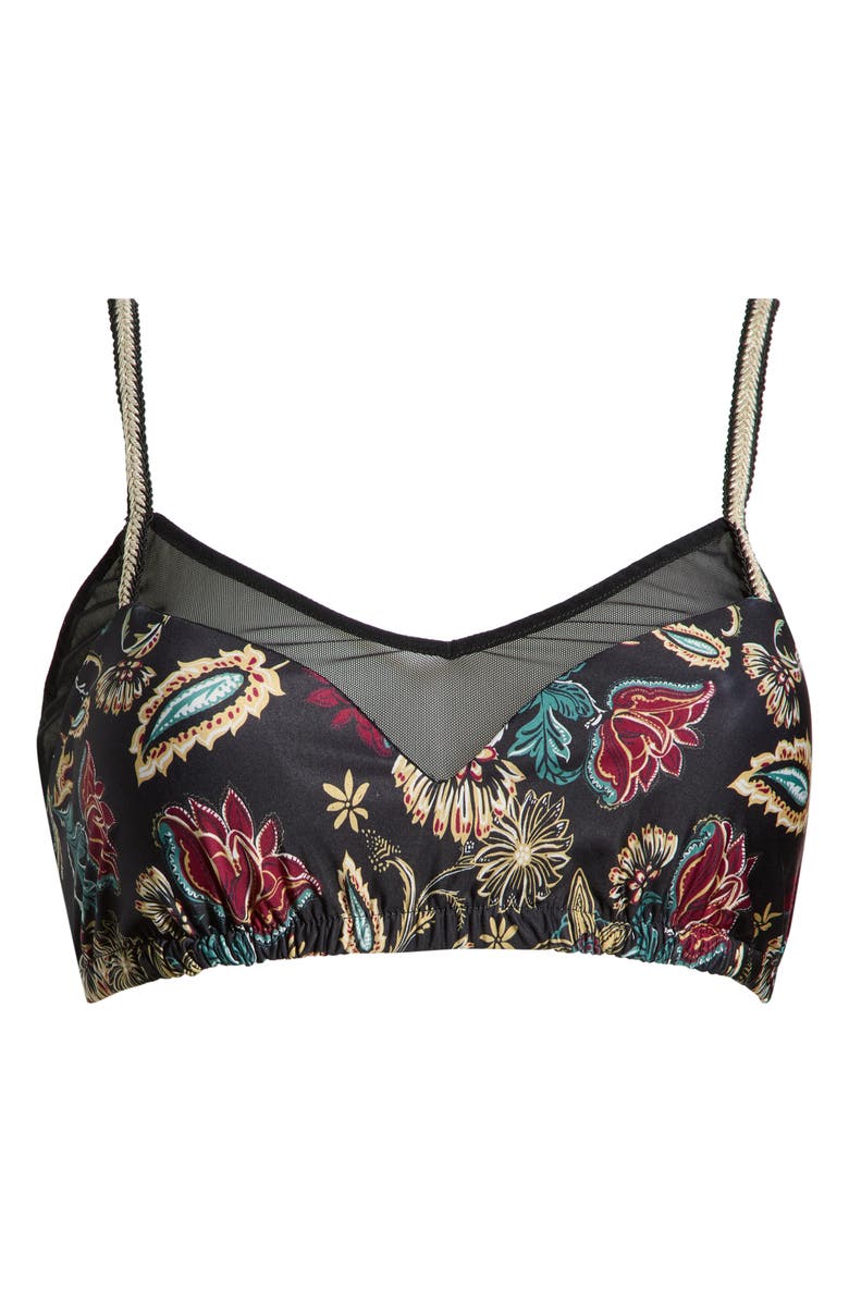 Cosita Linda Mesh Panel Triangle Bikini Top, Main, color, Black