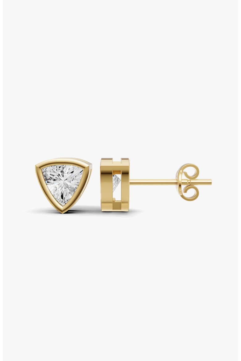 Studs Earrings 14K Gold 0.25 ct Trillion Bezel Solitaire, Alternate, color, Yellow Gold