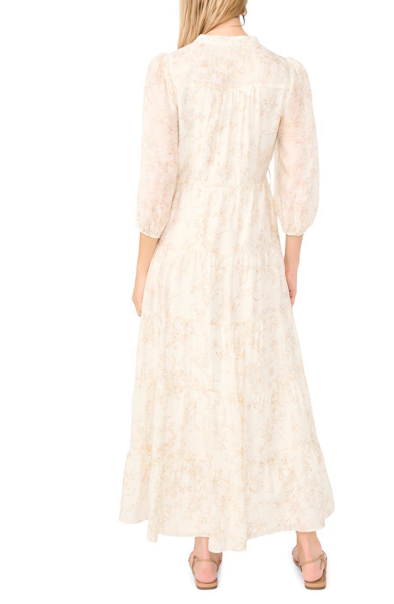 Vince Camuto Floral Tiered Button-Up Maxi Dress, Alternate, color, Camel