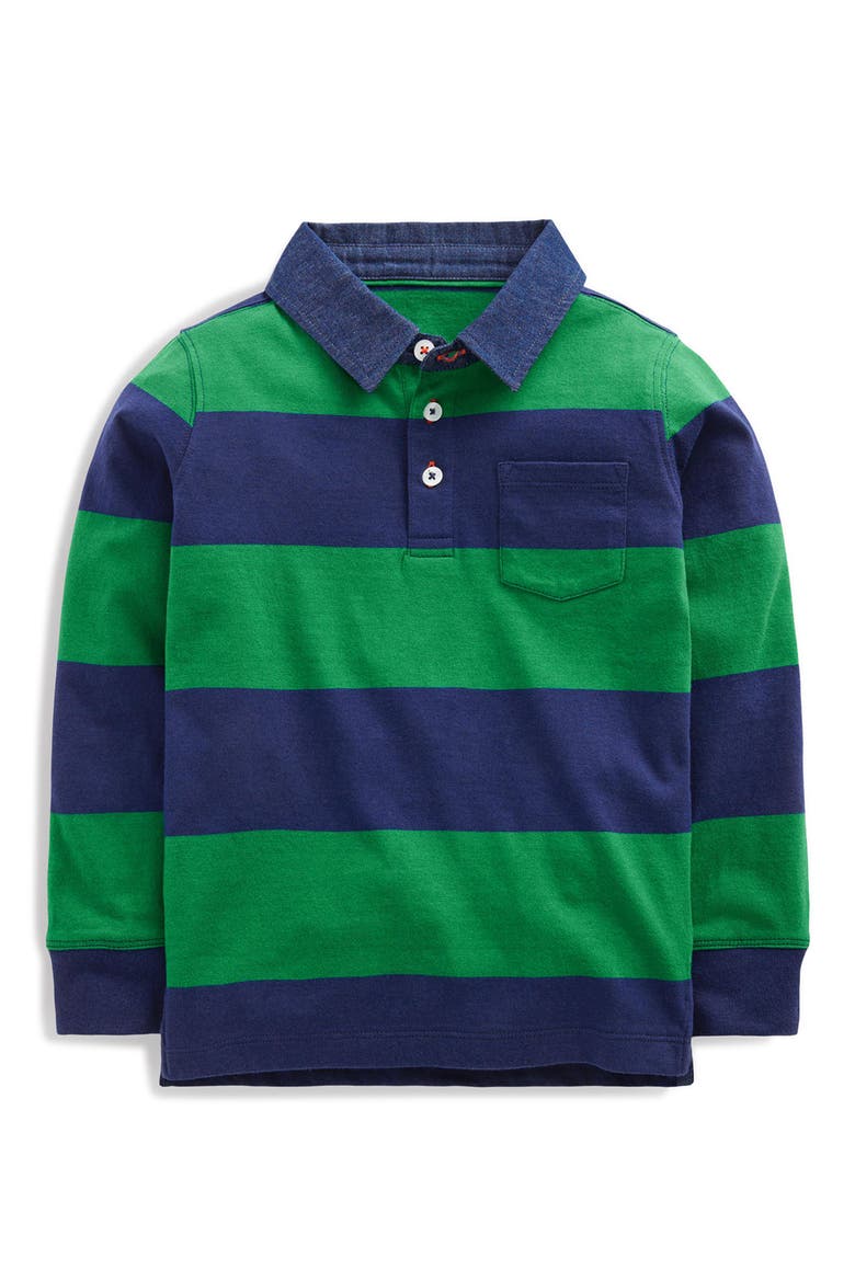 Kids' Long Sleeve Polo, Main, color, COLLEGE NAVY / FRESH GREEN