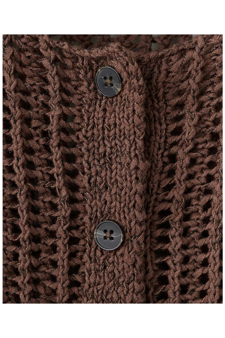 Short Sleeve Crochet Cardigan, Alternate, color, CHOCOLATE