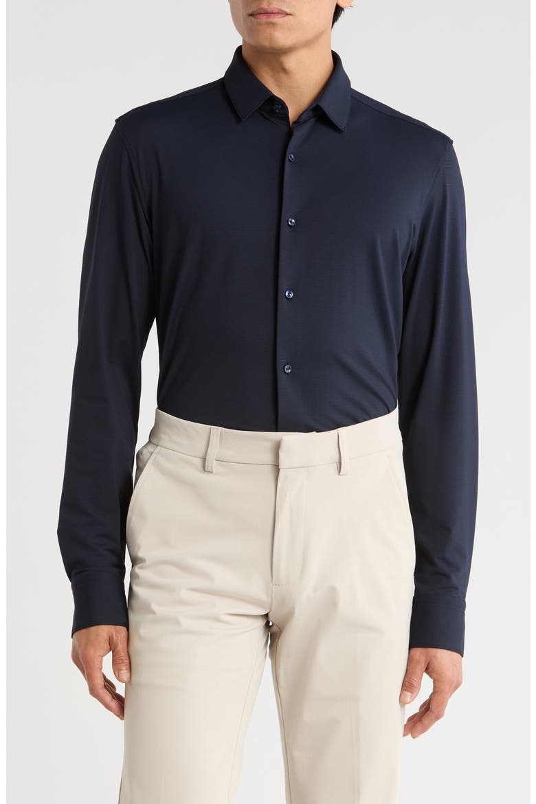 Hank Kent Slim Fit Stretch Performance Dress Shirt, Main, color, DK BU