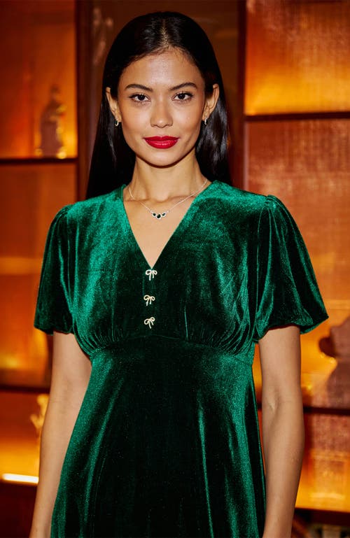 Yumi Velvet Skater Dress With Diamante Detail In Multi