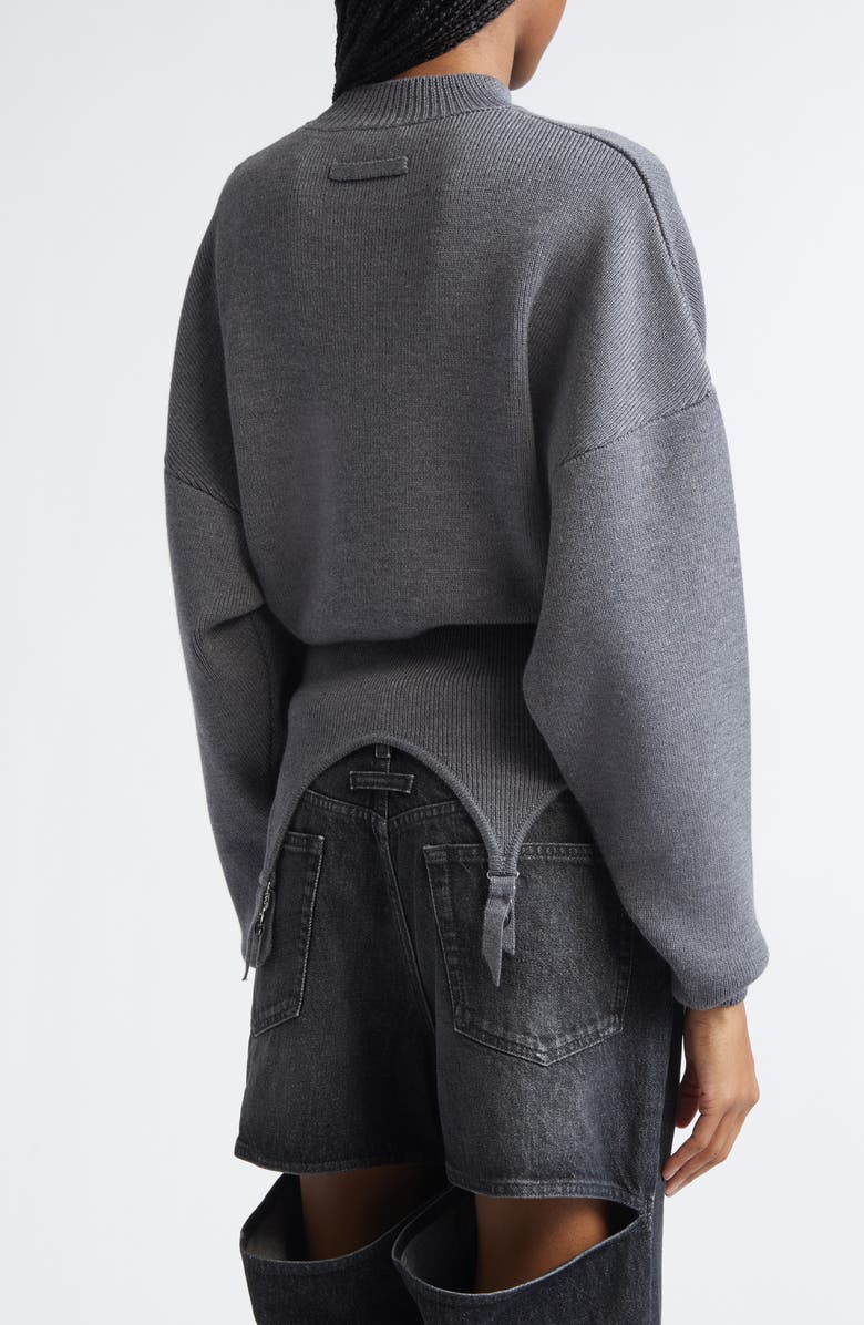 Jean Paul Gaultier Batwing Sleeves Wool Sweater, Alternate, color, Middle Grey