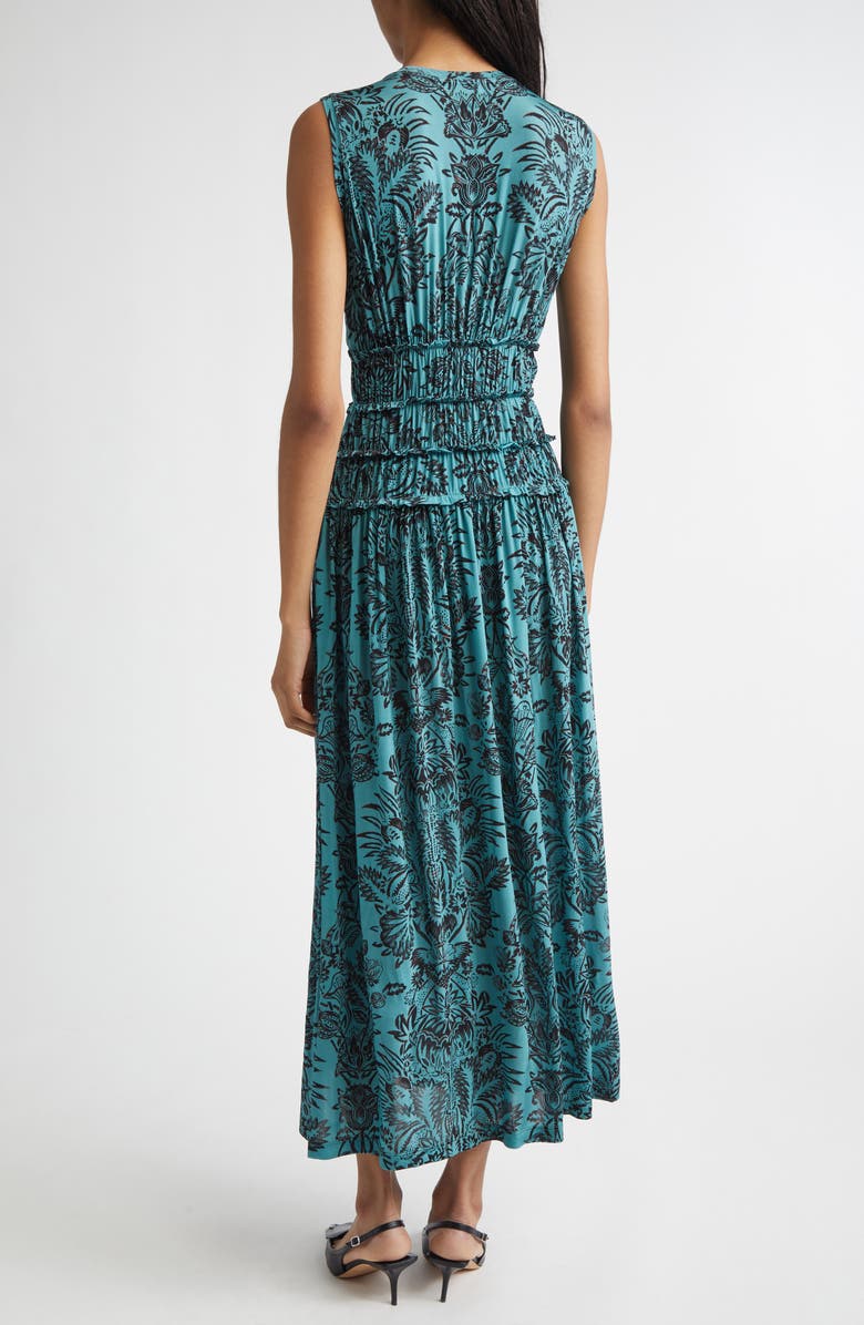 Ulla Johnson Kamaria Floral Jersey Midi Dress, Alternate, color, Ocean Flora