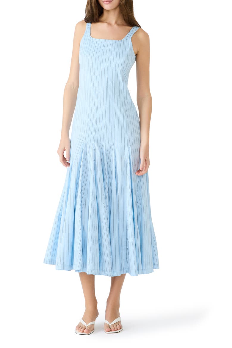 Adira Pinstripe Sundress, Main, color, HAZY BLUE