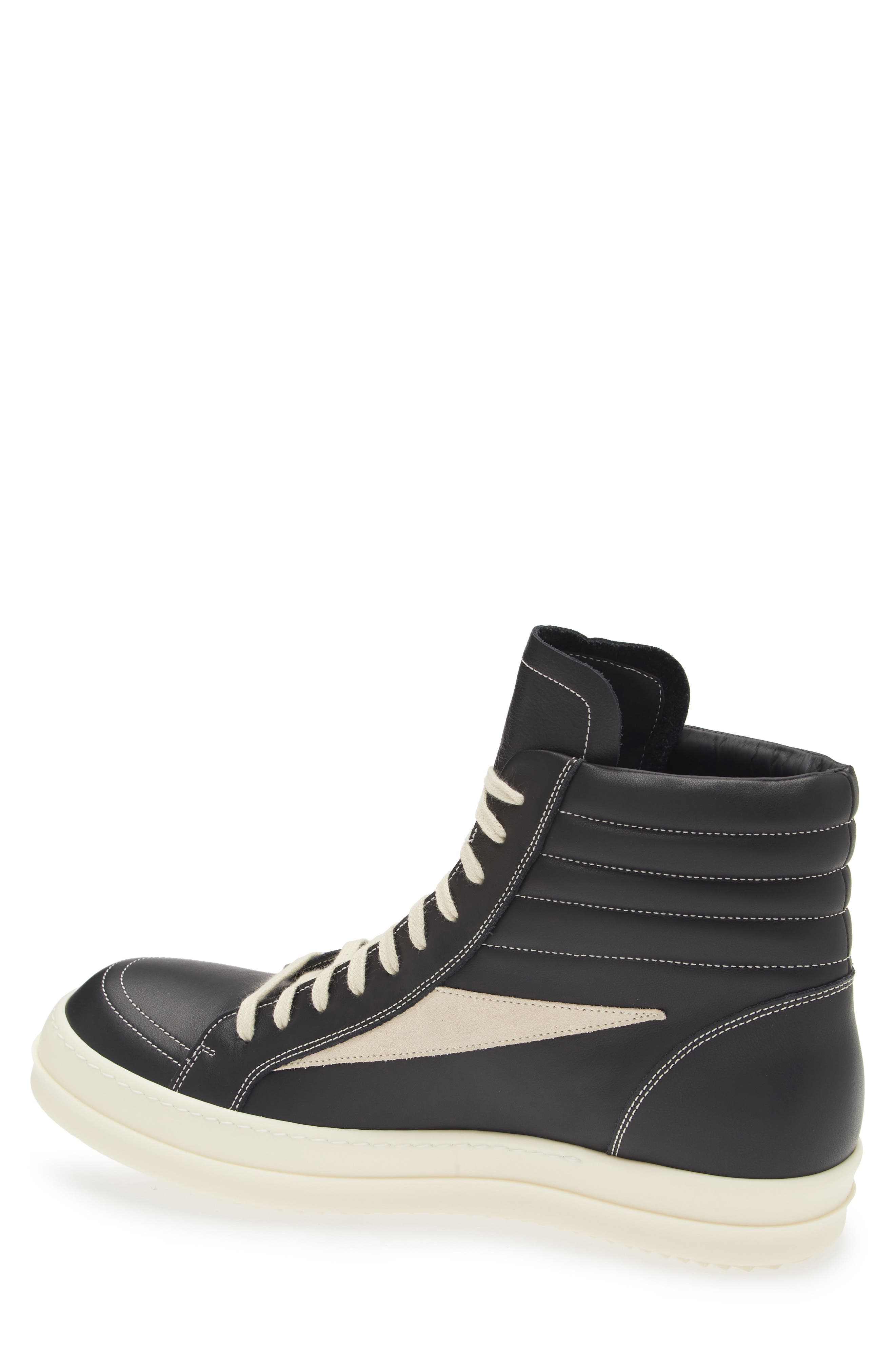 Rick Owens High Sneaks Sneaker, Alternate, color, Black/ Milk/ Milk
