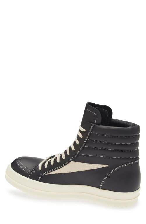 Rick Owens Hollywood Vintage Panelled Leather Hi-top Sneakers In Black/milk/milk