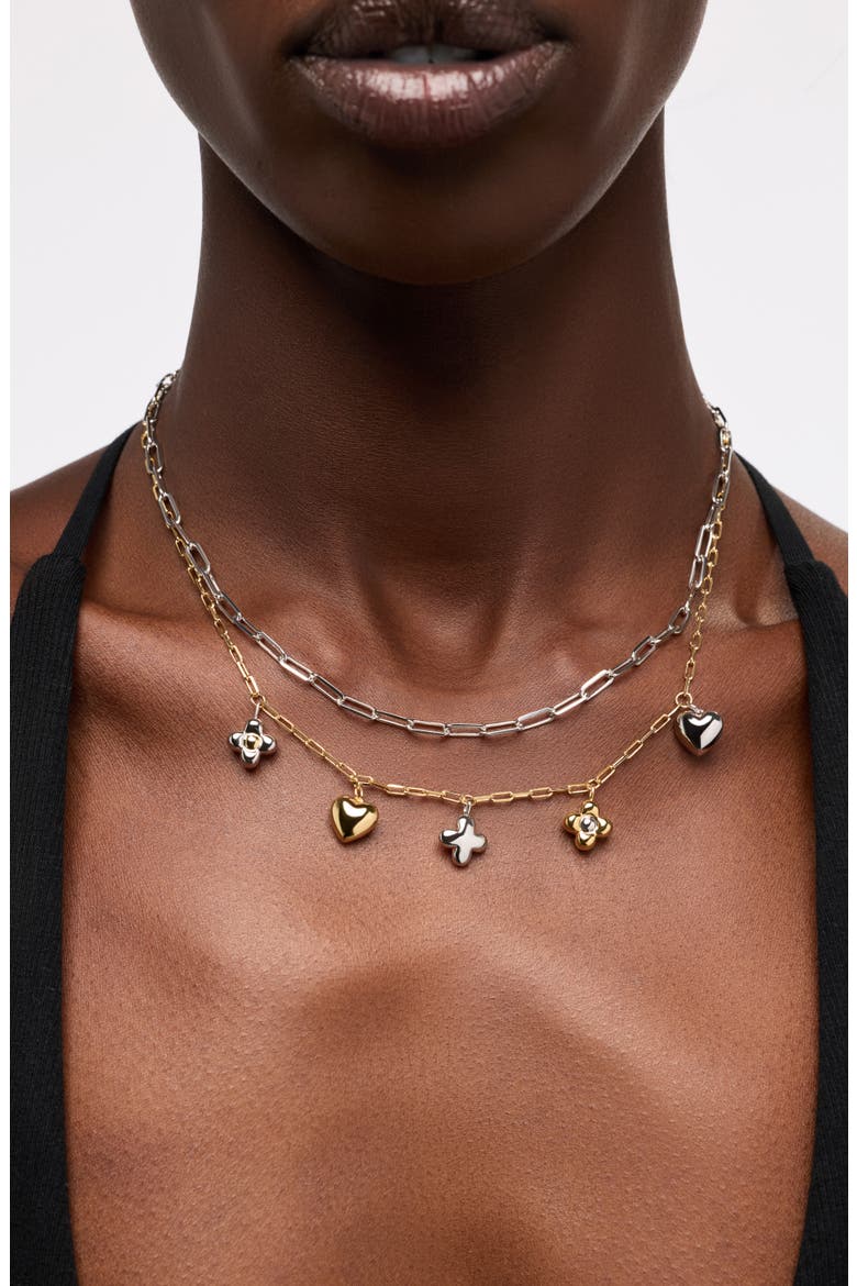 Azura Charm Necklace, Alternate, color, GOLD / SILVER