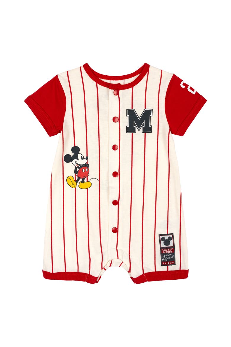 Mickey Mouse Athletic One Piece Romper, Main, color, Red Mickey Mouse