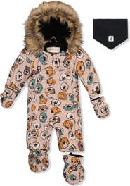 Deux par Deux Play Dog Faux Fur Hood Car Seat One Piece Snowsuit