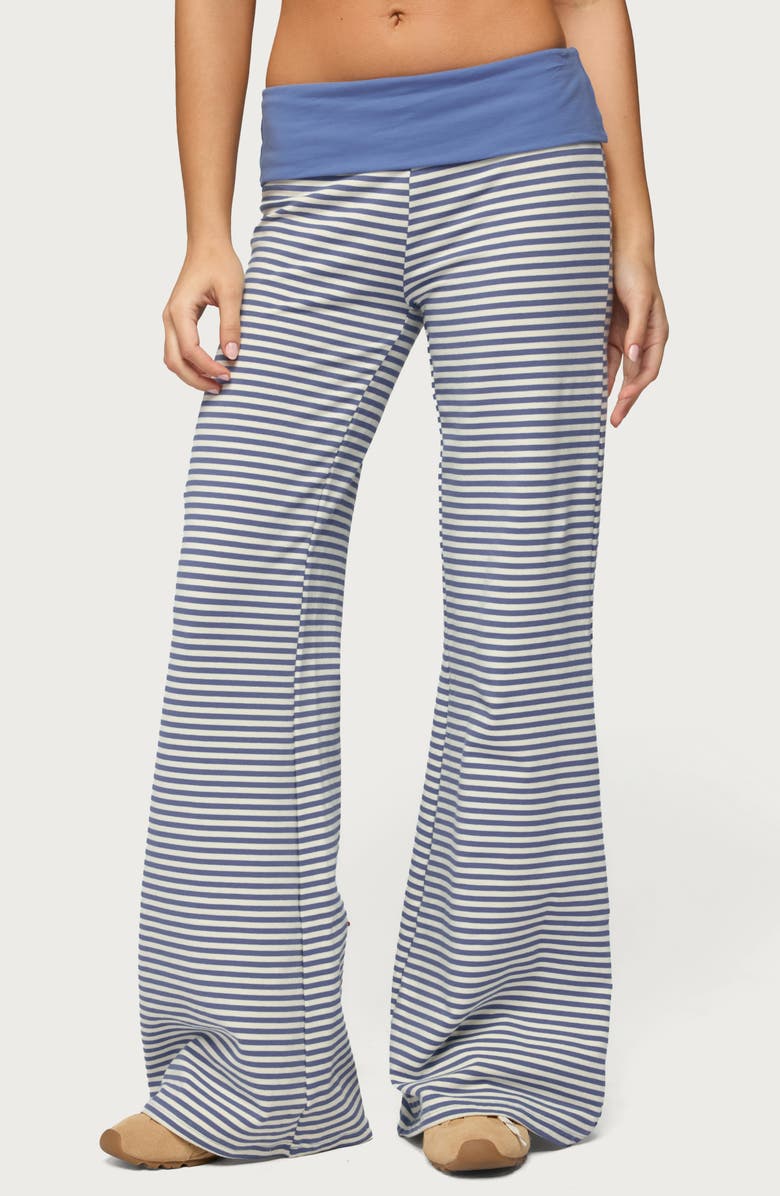 EDIKTED Meggy Colorblock Stripe Foldover Pants, Main, color, 