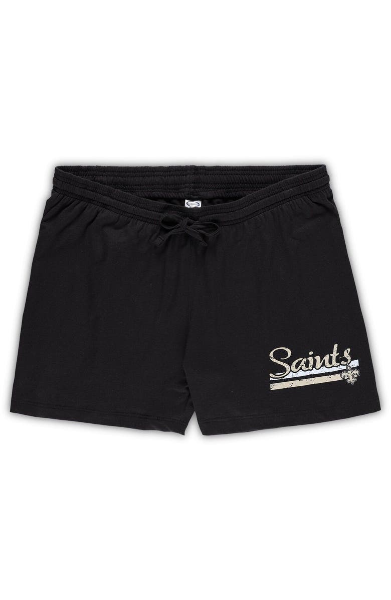 CONCEPTS SPORT Women's Concepts Sport White/Black New Orleans Saints Plus Size Downfield T-Shirt & Shorts Sleep Set, Alternate, color, 