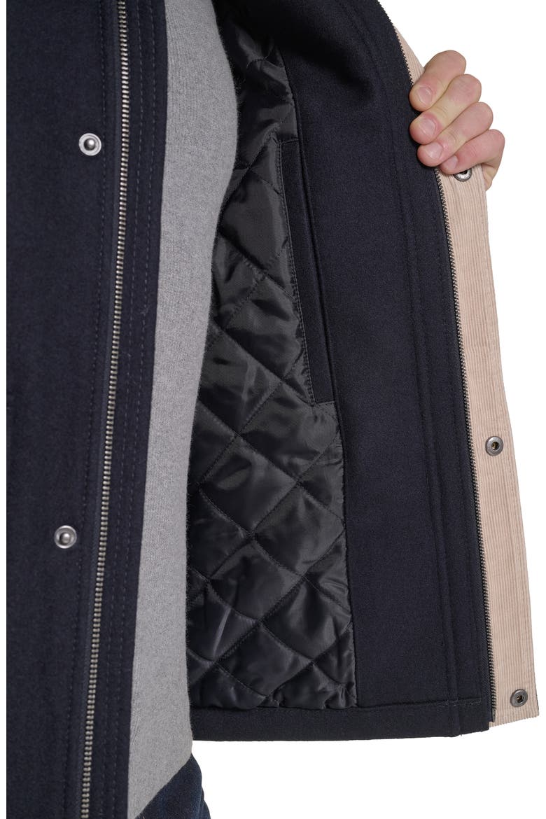 Corduroy Collar Wool Blend Barn Coat, Alternate, color, NAVY