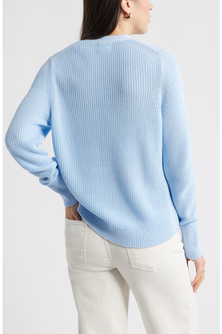 Shaker Stitch V-Neck Pima Cotton Cardigan, Alternate, color, BLUE WINDSURFER