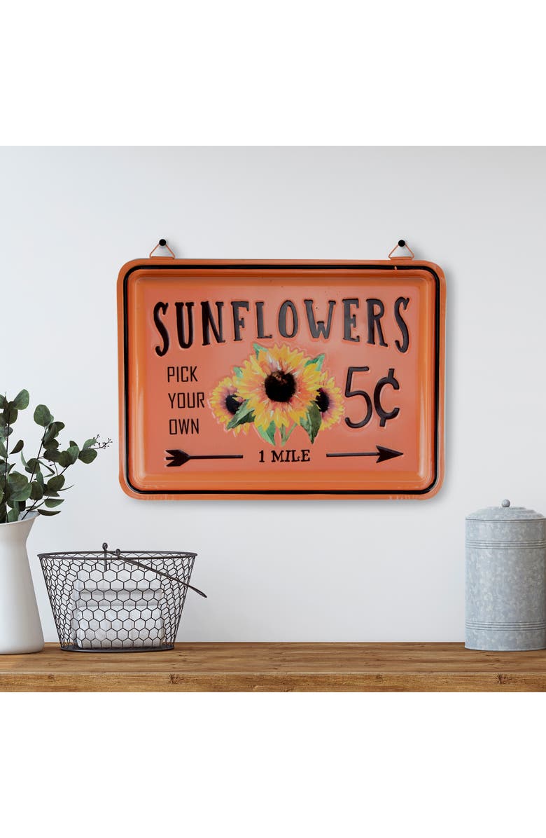 Northlight 15" Burnt Orange Sunflowers Metal Fall Wall Plaque, Alternate, color, 