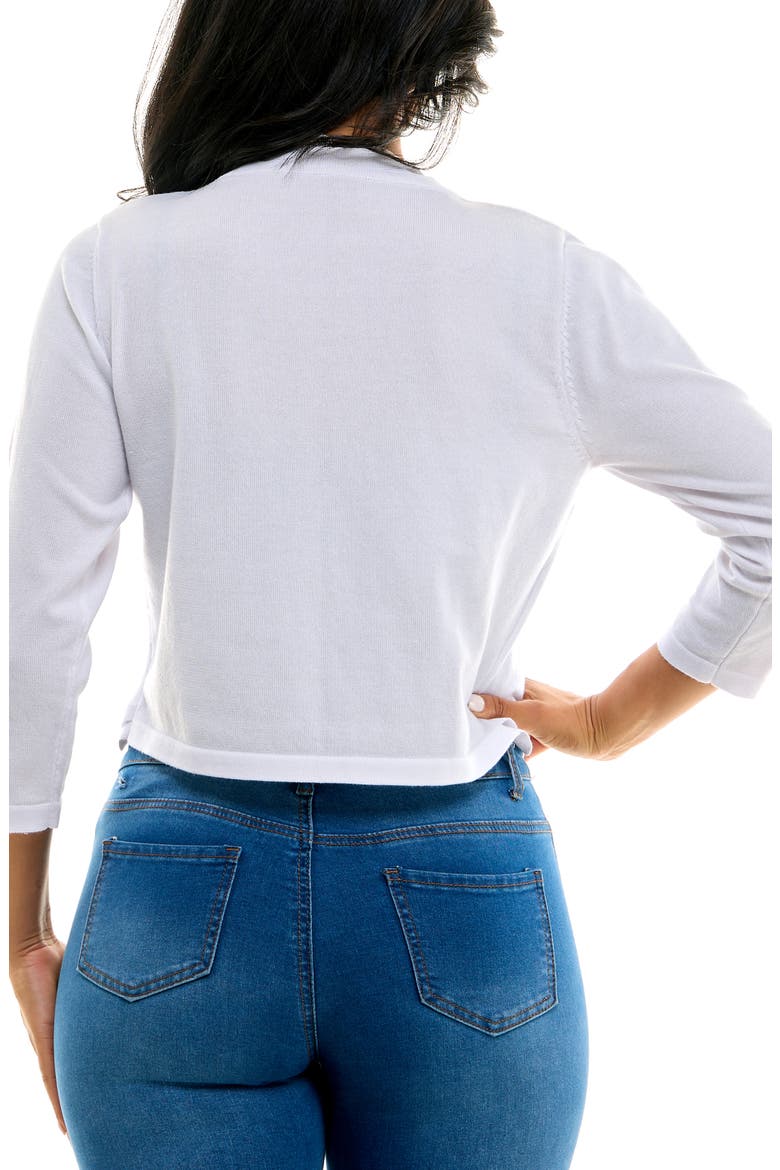 Scalloped Bolero Shrug Sweater, Alternate, color, WHITE