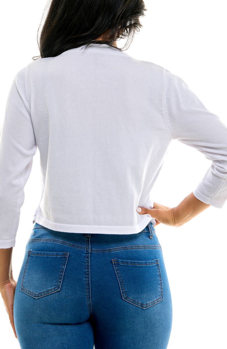 Nina Leonard Scalloped Bolero Shrug Sweater, Alternate, color, White