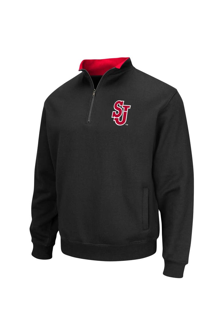 Men's Colosseum Black St. John's Red Storm Tortugas Logo Quarter-Zip Jacket, Alternate, color, Black