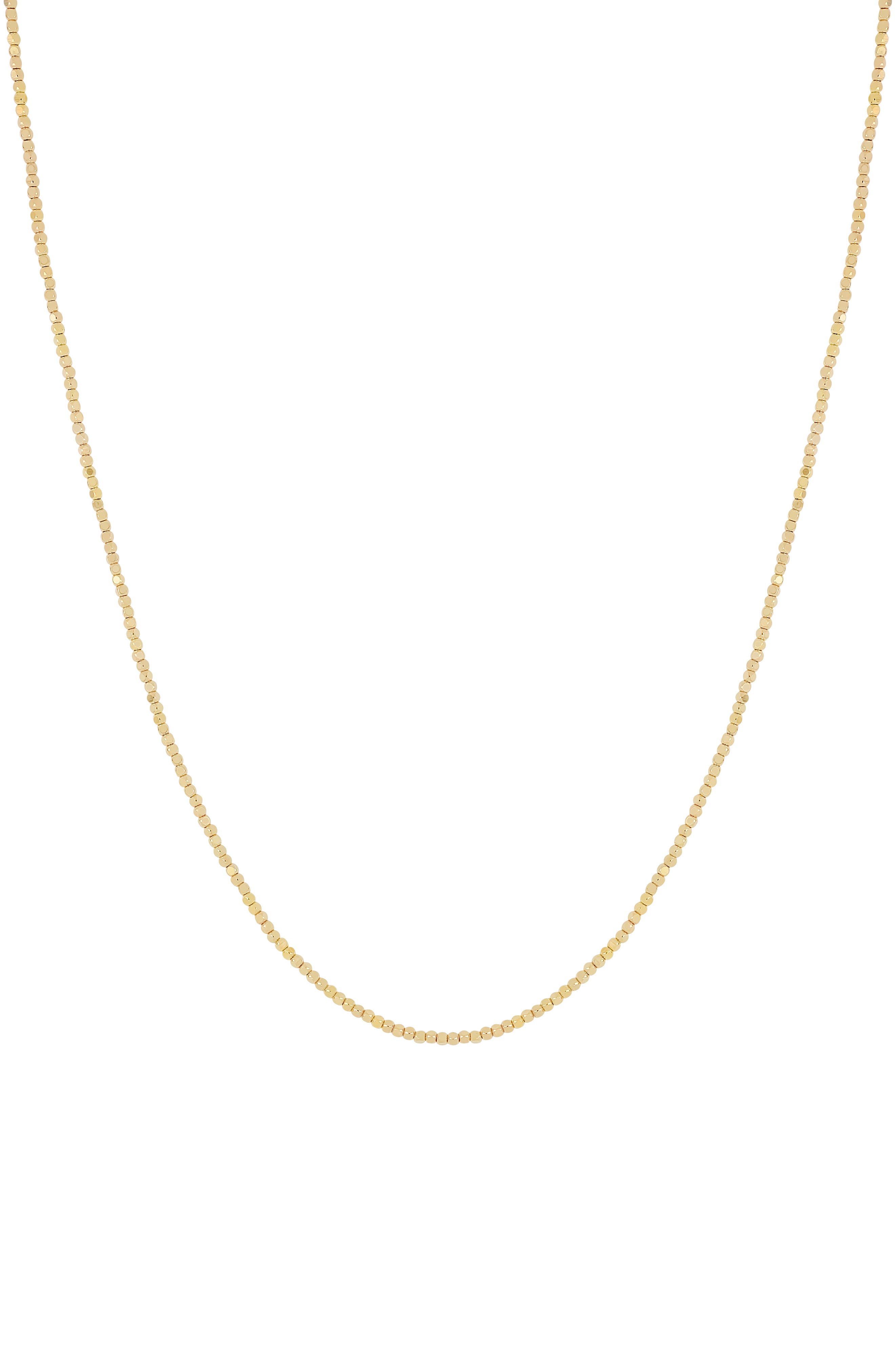 14k Gold Beaded Chain Necklace