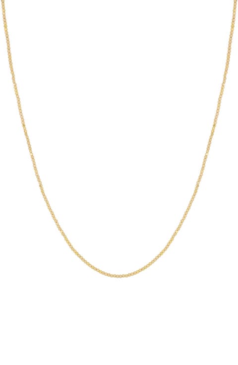 14k Gold Beaded Chain Necklace