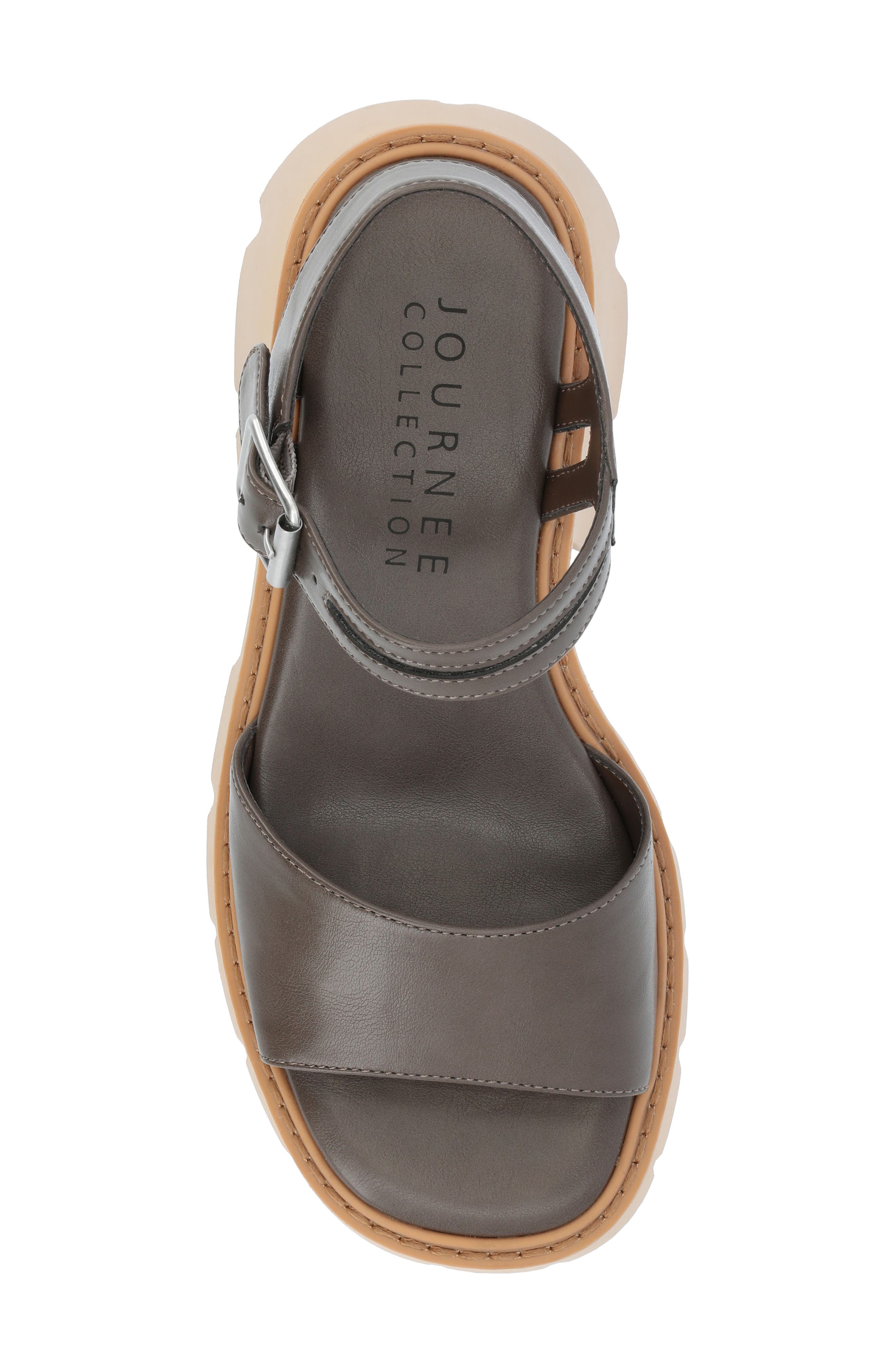 Journee Collection Lug Platform Sandal, Alternate, color, Taupe