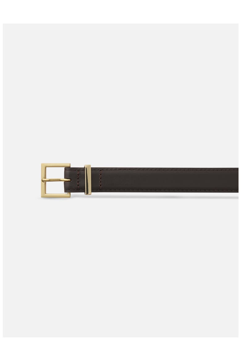 The Square Buckle Leather Belt, Alternate, color, DARK BROWN