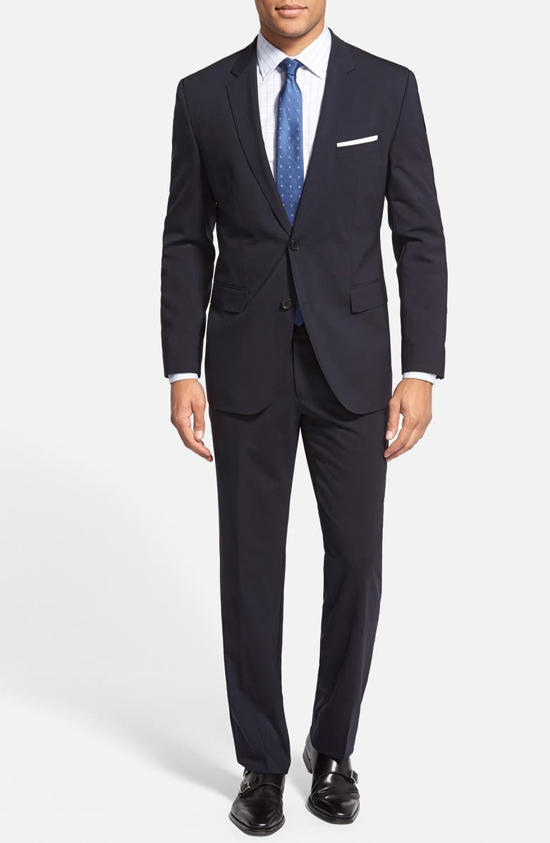 BOSS 'Jam/Sharp' Trim Fit Navy Suit, Main, color,